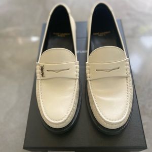 YSL LOAFERS in Vintage Gold + Pearl